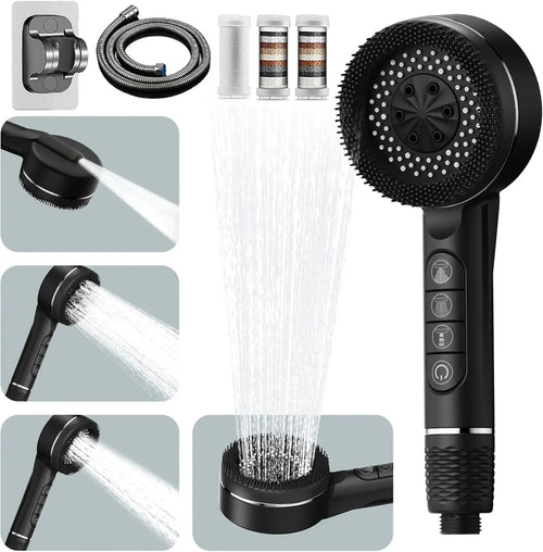 1Pc Filtered Supercharged Shower Head Four-Speed Adjustment with Water Seal Multi-Functional Home Shower Bathroom Accessories
